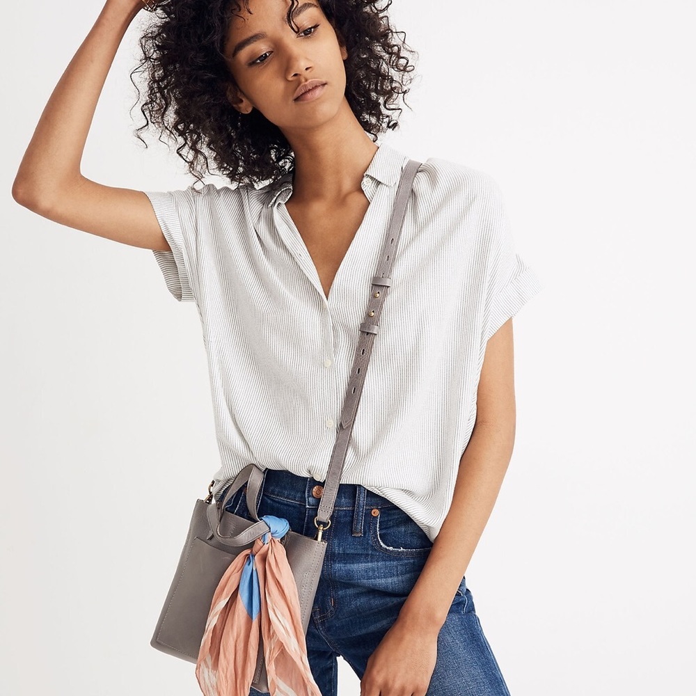 Madewell White Short-Sleeve Button-Down Shirt